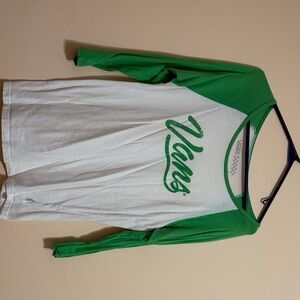 Vans White and Green Raglan Tee